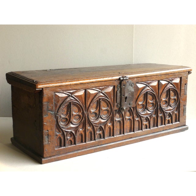 Small Antique Gothic-Style Chest, 1500s For Sale - Image 3 of 10