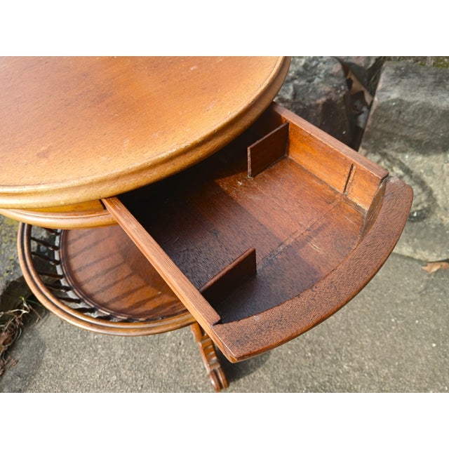 Antique Walnut Sewing Basket Table or Sewing Stand 1860s Rare For Sale - Image 9 of 12