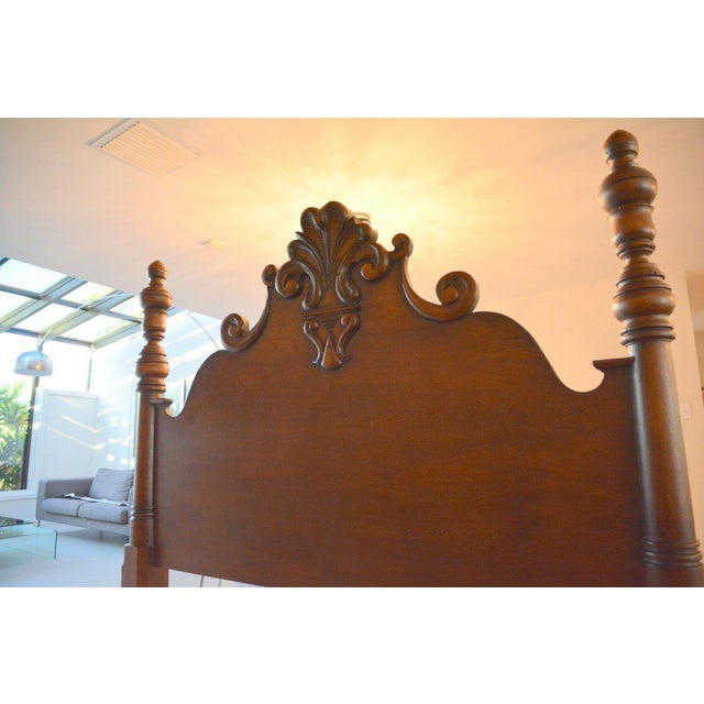 Ralph Lauren Four Poster Carved Wood Queen Size Bed Frame Chairish