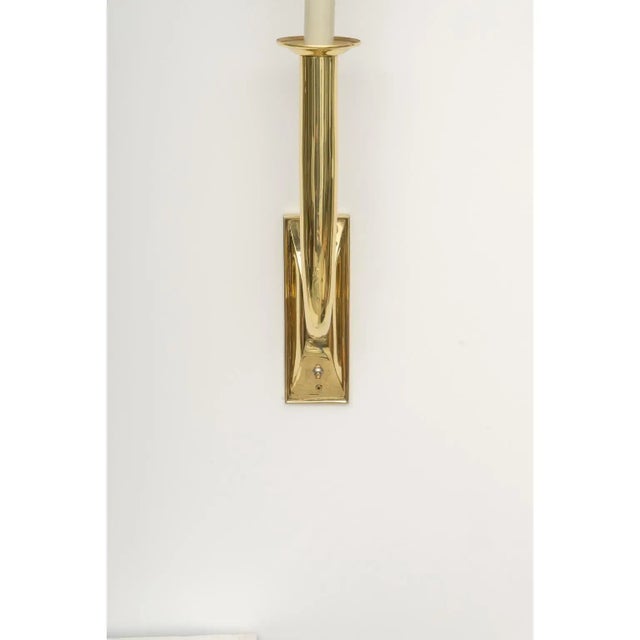 Metal Jules Leleu Style Brass Sconces - a Pair For Sale - Image 7 of 13