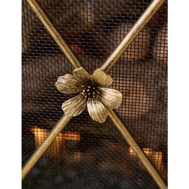 Not Yet Made - Made To Order Gold Rubbed Black Flora Fireplace Screen For Sale - Image 5 of 12