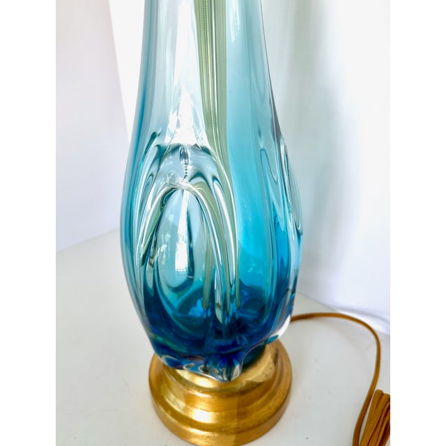 Blue & Clear Seguso Murano Organic Table Lamp For Sale - Image 14 of 15