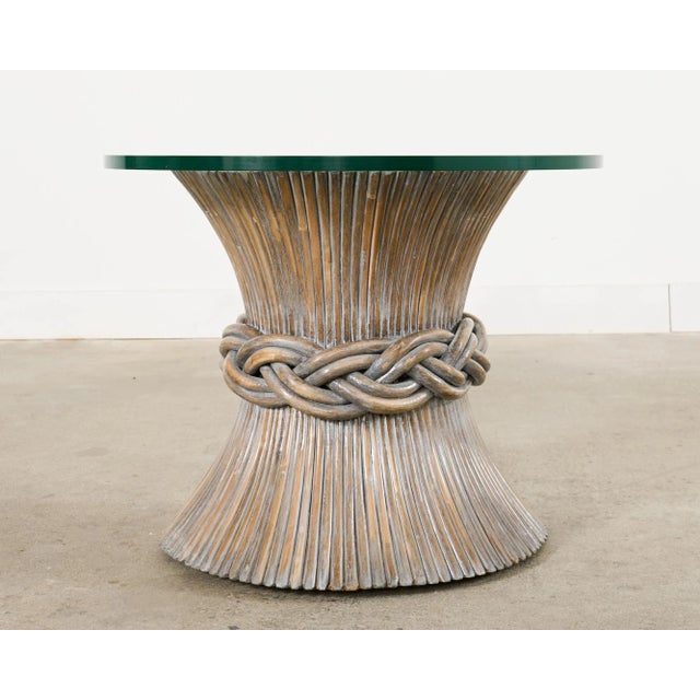 Contemporary McGuire Organic Modern Cerused Rattan Bamboo Drinks Table For Sale - Image 3 of 12