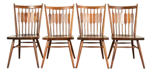 Kipp Stewart for Drexel Declaration Sculpted Walnut Dining Chairs, Set of Four