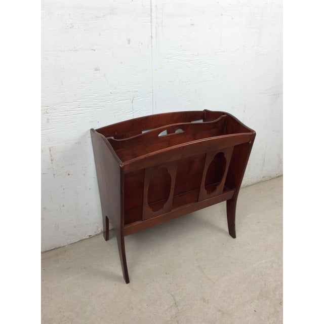 Vintage Solid Wood Magazine Rack With Handle For Sale - Image 17 of 18