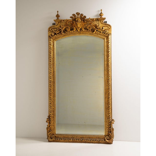 19th Century France Rococo Gold Wood Full-length & Floor Mirrors For Sale - Image 9 of 10