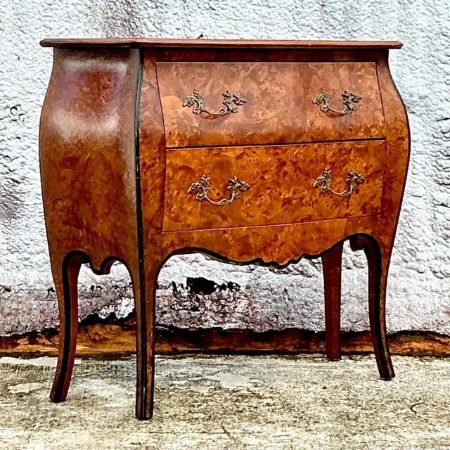 Late 20th Century Vintage Italian Burl Wood Commode For Sale - Image 5 of 8