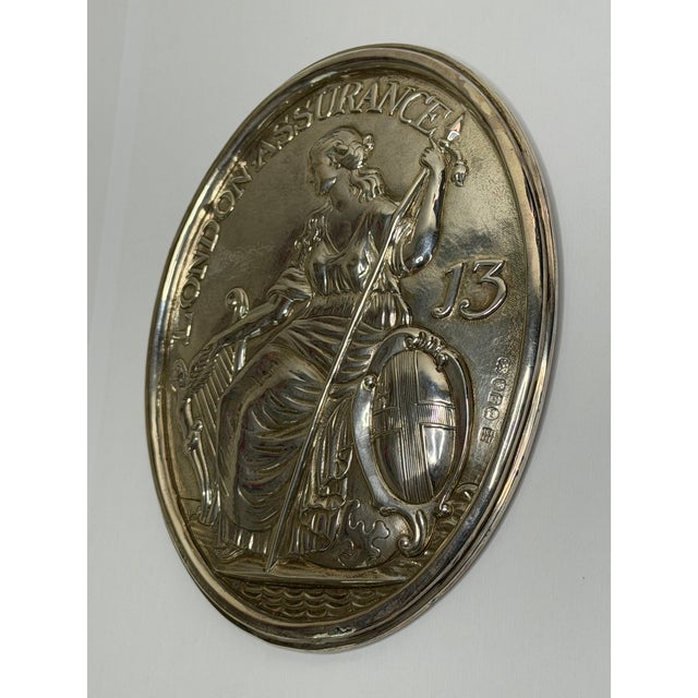 Silver George III London Assurance Britannia Plaque – Hallmarked Sterling Silver, Hennell Family, London, Circa 1801 For Sale - Image 8 of 18