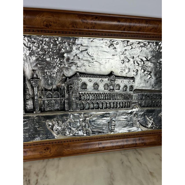 Gray Large Silver Bas Relief of St. Mark's Square, Venice, 1980s For Sale - Image 8 of 18