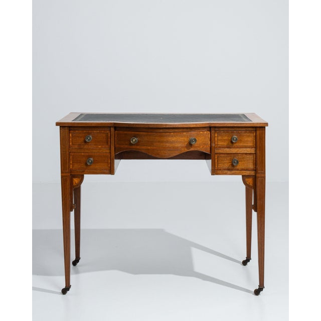 19th Century France Edwardian Brown Wood Writing Desk For Sale - Image 10 of 11