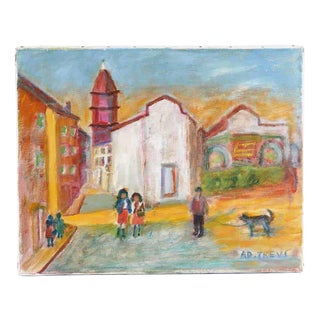 Trevi, Piazza Cortevecchia Ferrara, 2000s, Oil on Canvas For Sale