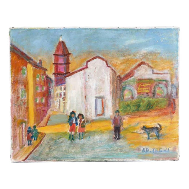 Trevi, Piazza Cortevecchia Ferrara, 2000s, Oil on Canvas For Sale