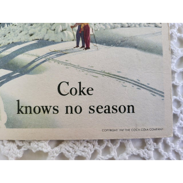 A Coca Cola Coke blotter from 1947, measuring 7 ½” x 3 ½”. It is marked 'Litho in USA'. A lovely piece of Americana ready...