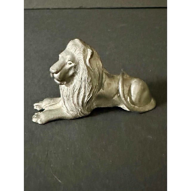 Vintage 1977 Pewter Lion Figurine For Sale - Image 9 of 11