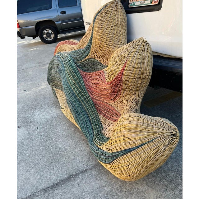 1970s Oversized Sally Bright Wicker Wave Design Art For Sale - Image 4 of 11