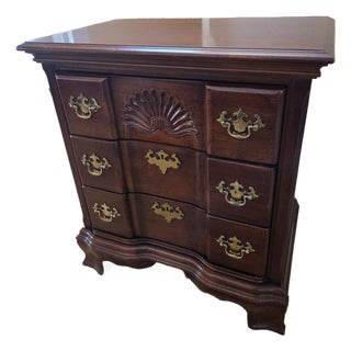 Chippendale Style Block Front 3 Drawer Nightstand Chest Bedside Table For Sale