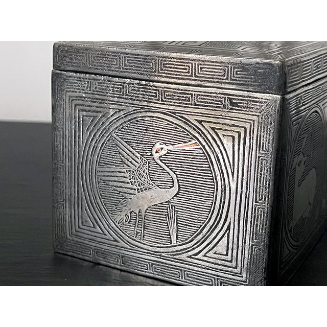 Fine Korean Iron Box with Silver Inlay Joseon Dynasty For Sale - Image 9 of 18
