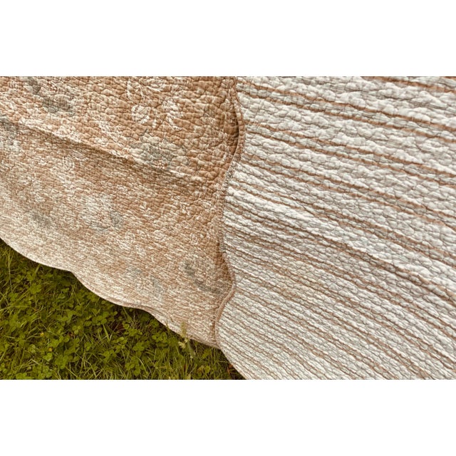 French Exceptional French Boutis Quilt - Pastel Floral Toile, Late 1960s For Sale - Image 3 of 12