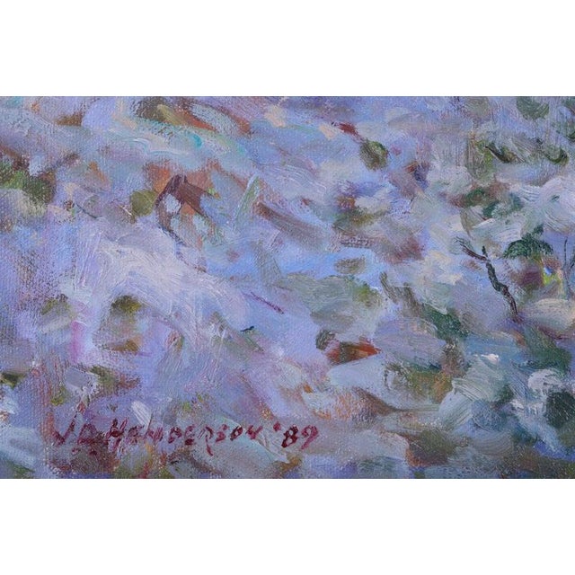John D. Henderson, Scottish Impressionist Winter River Landscape, 1989, Oil on Canvas For Sale - Image 3 of 7
