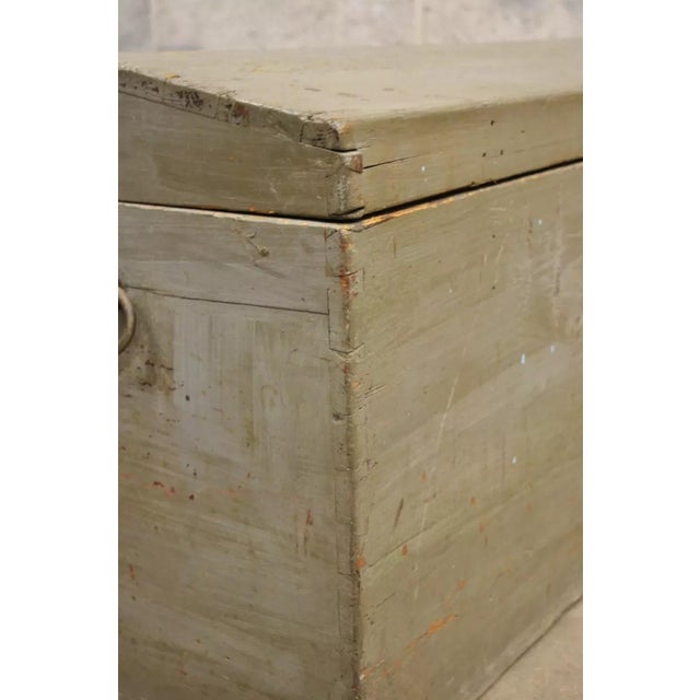 19th C. Antique Primitive Dome Top Gray Painted Dovetailed Blanket Chest Trunk For Sale - Image 9 of 12