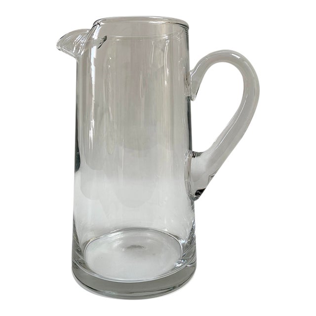 Large Vintage Mid-Century Hand-Blown Glass Pitcher For Sale