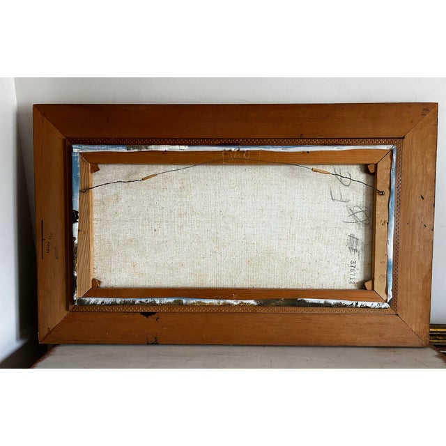 Sky Blue Vintage 1970’s Impressionist Painting of a Lighthouse on the Coast For Sale - Image 8 of 8