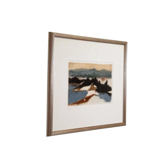 Modern Charles Culver Signed Sea & Mountains Modern Pastel Drawing on Paper Framed 1950 For Sale - Image 3 of 9