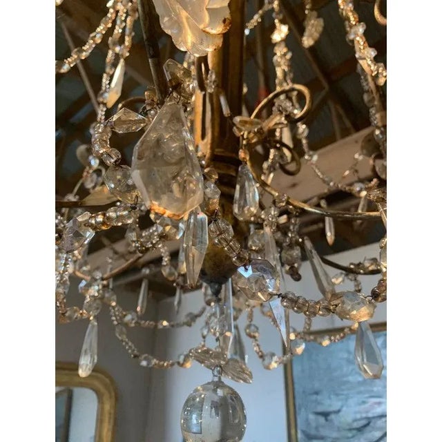 Italian Early 19th Century Venetian Carved Wood & Crystal Chandelier For Sale - Image 3 of 5