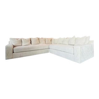 Coco Republic Natural Fabric 3+ Piece Sectional For Sale
