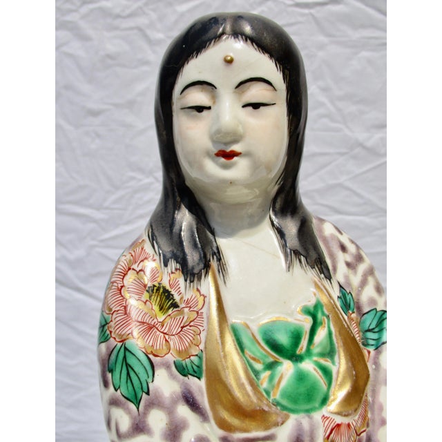 Ceramic 1900s Japanese Kutani Kannon Porcelain Figurine For Sale - Image 7 of 8