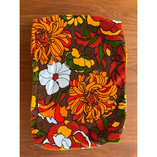 Orange Vintage Velvet Floral Fabric Pillow Cover For Sale - Image 8 of 8