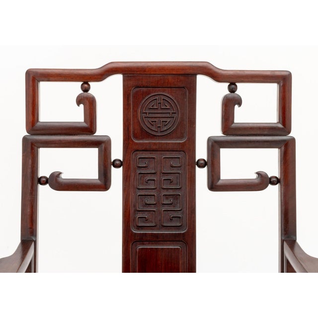 Wood Chinese Modern Rosewood Armchairs and Side Chair Set, 3 For Sale - Image 7 of 13