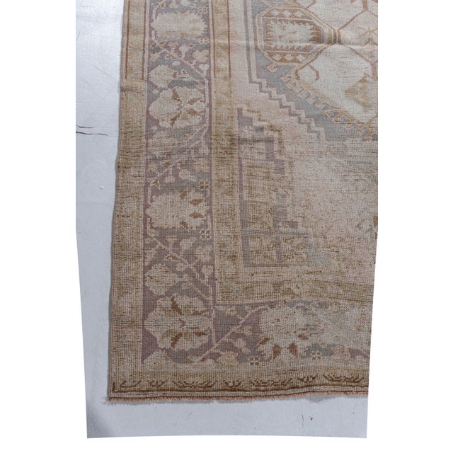 Vintage Circa 1940 Taupe Distressed Turkish Oushak Hand Knotted Wool Rug 4ft 1in X 6ft 9in For Sale - Image 4 of 12