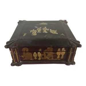 Antique 19th Century Chinese Wood Hand Carved Box