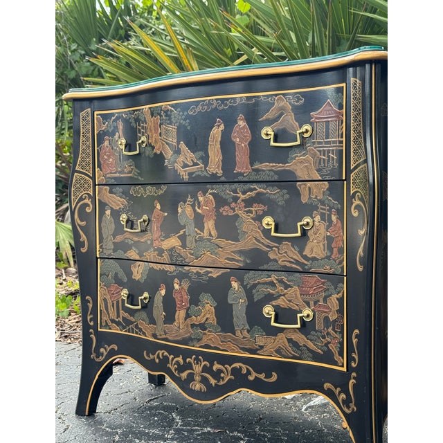Vintage 1980s Drexel Heritage Chinoiserie Black Lacquer Chest of Drawers For Sale - Image 12 of 12