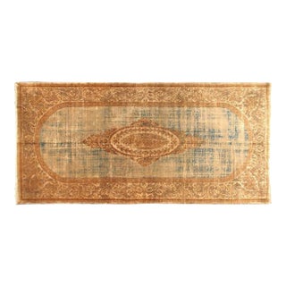 Antique Savonnerie Style Persian Kerman Oriental Rug, Distressed, w/ Soft Colors For Sale