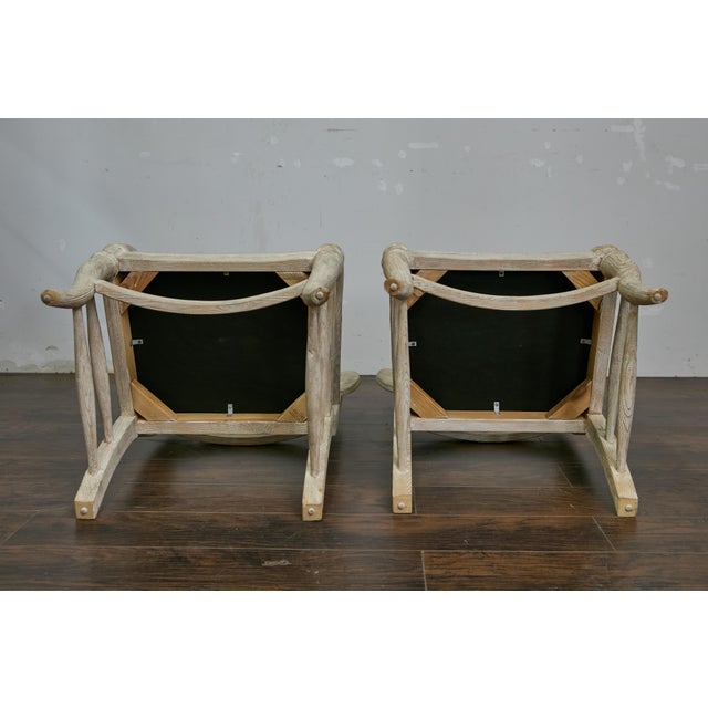 White Mid 20th Century Pair of Swedish Midcentury Whitewash Upholstered Armchairs, Scandinavian Modern For Sale - Image 8 of 10