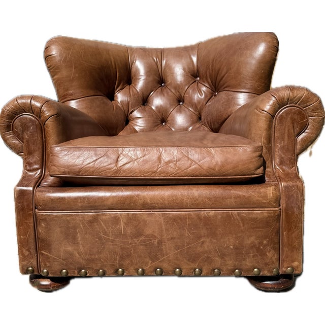 Chair and Ottoman Set in Saddle Toned Leather by Ralph Lauren For Sale - Image 10 of 17