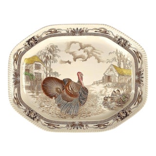 English Transferware Large Turkey Platter, Barnyard King by Johnson Brothers For Sale