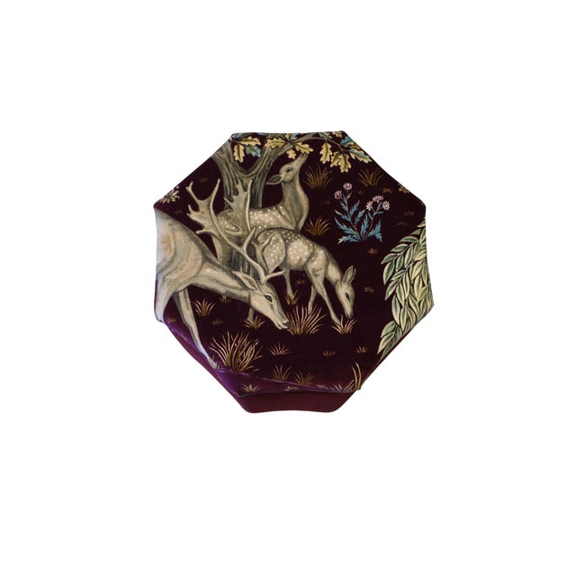 1970s Star-Shaped Sewing Ottoman in The Brook Velvet from Morris & Co., 1950s For Sale - Image 5 of 10