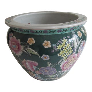 Vintage Chinoiserie Fish Bowl Planter For Sale
