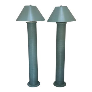 1980s Split Reed Floor Lamps - a Pair For Sale