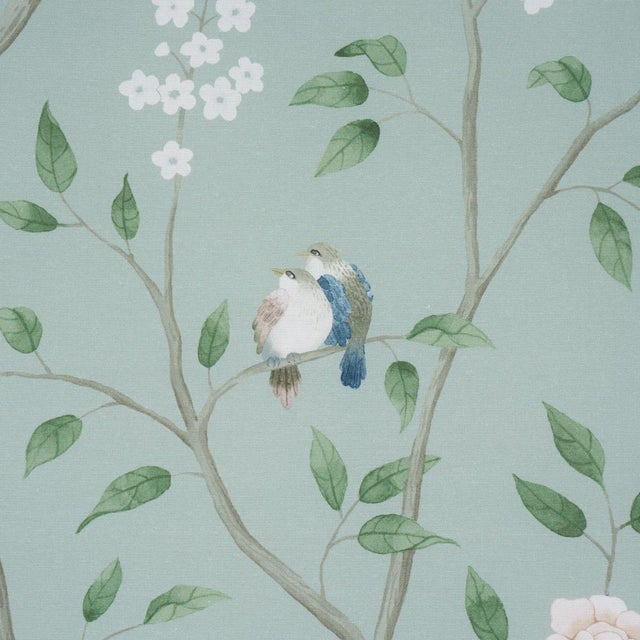 English Boråstapeter Paradise Birds Fabric In Mineral For Sale - Image 3 of 5