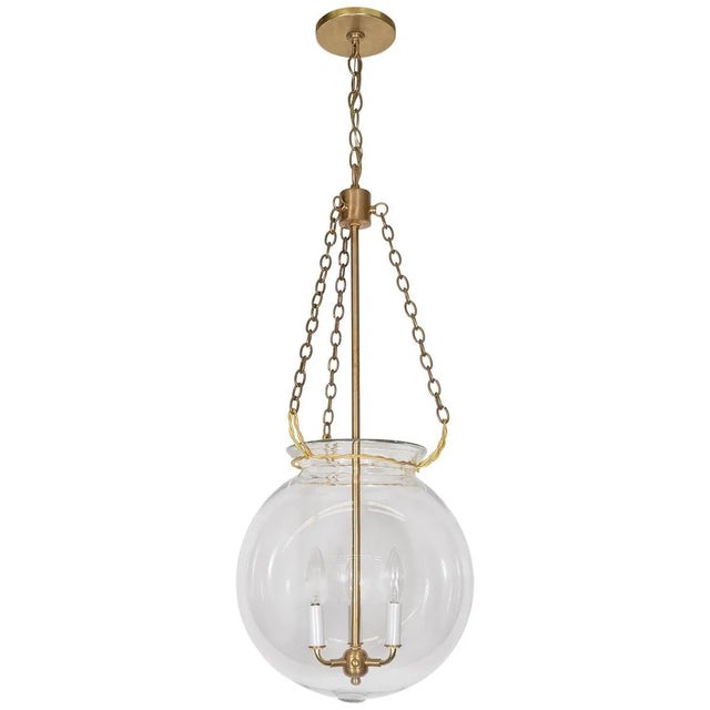 "Fishbowl" Glass and Brass Pendant For Sale - Image 9 of 9