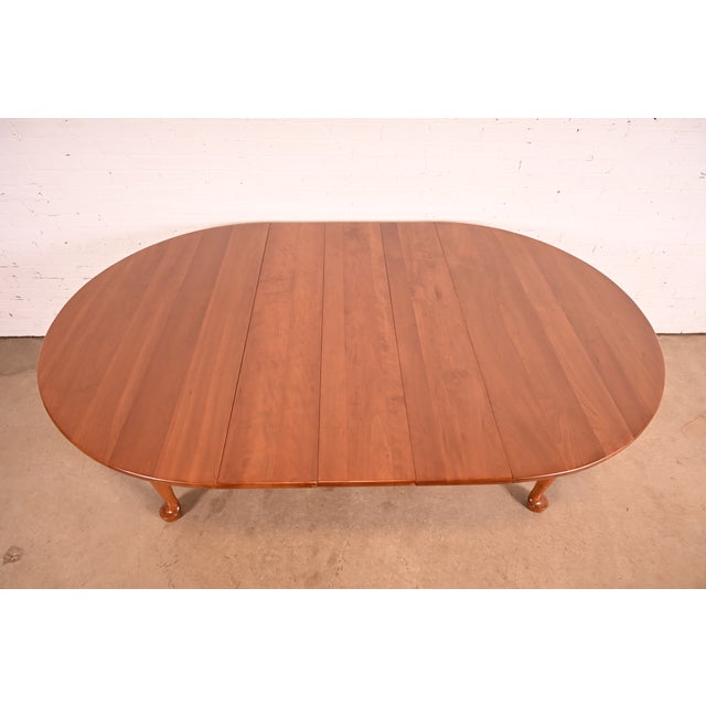 1950s L. & J. G. Stickley American Colonial Solid Cherry Wood Extension Dining Table | Newly Refinished For Sale - Image 5 of 15