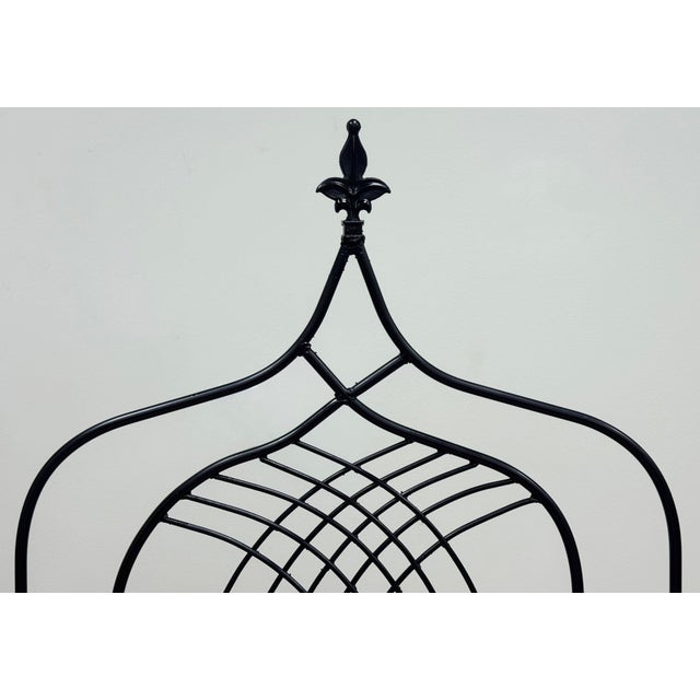 Metal Substantial Vintage Wrought Iron Gothic Revival Cathedral Chairs, a Pair For Sale - Image 7 of 15