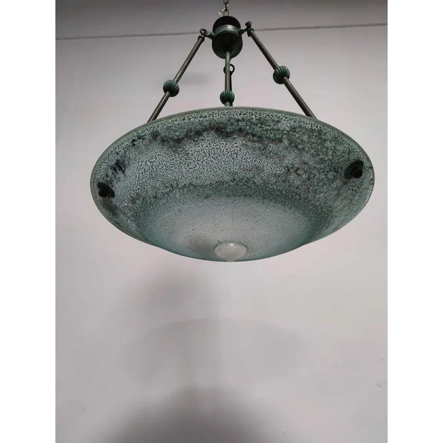 Vintage Green Glass Chandelier For Sale - Image 9 of 15