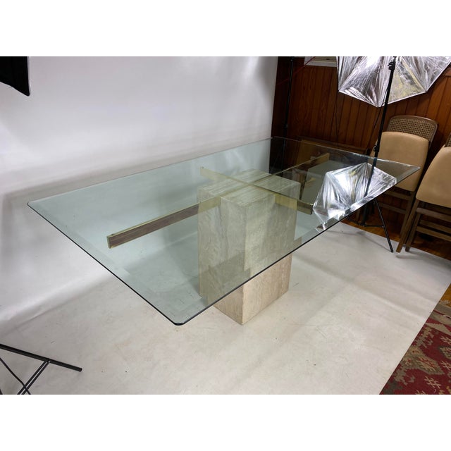 1970s Artedi Italian Travertine Glass Dining Table Chairish
