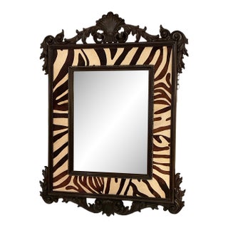 Large Ralph Lauren Style Zebra Mirror by Maitland Smith For Sale