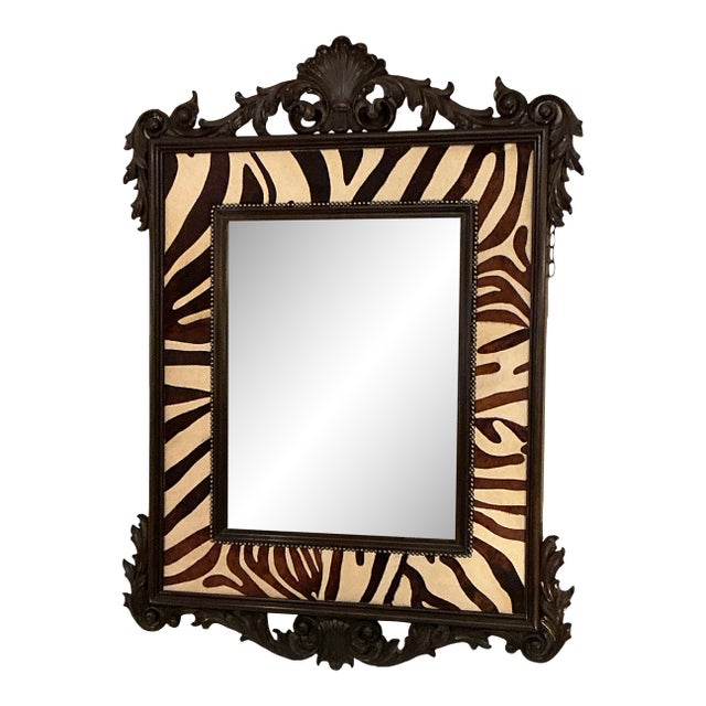 Large Ralph Lauren Style Zebra Mirror by Maitland Smith For Sale